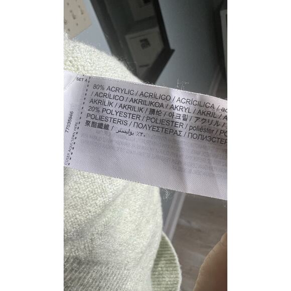 MNG Mango Green Knit Blend Medium V-Neck Button-Up Floral Embroidery Cardigan - Picture 9 of 12